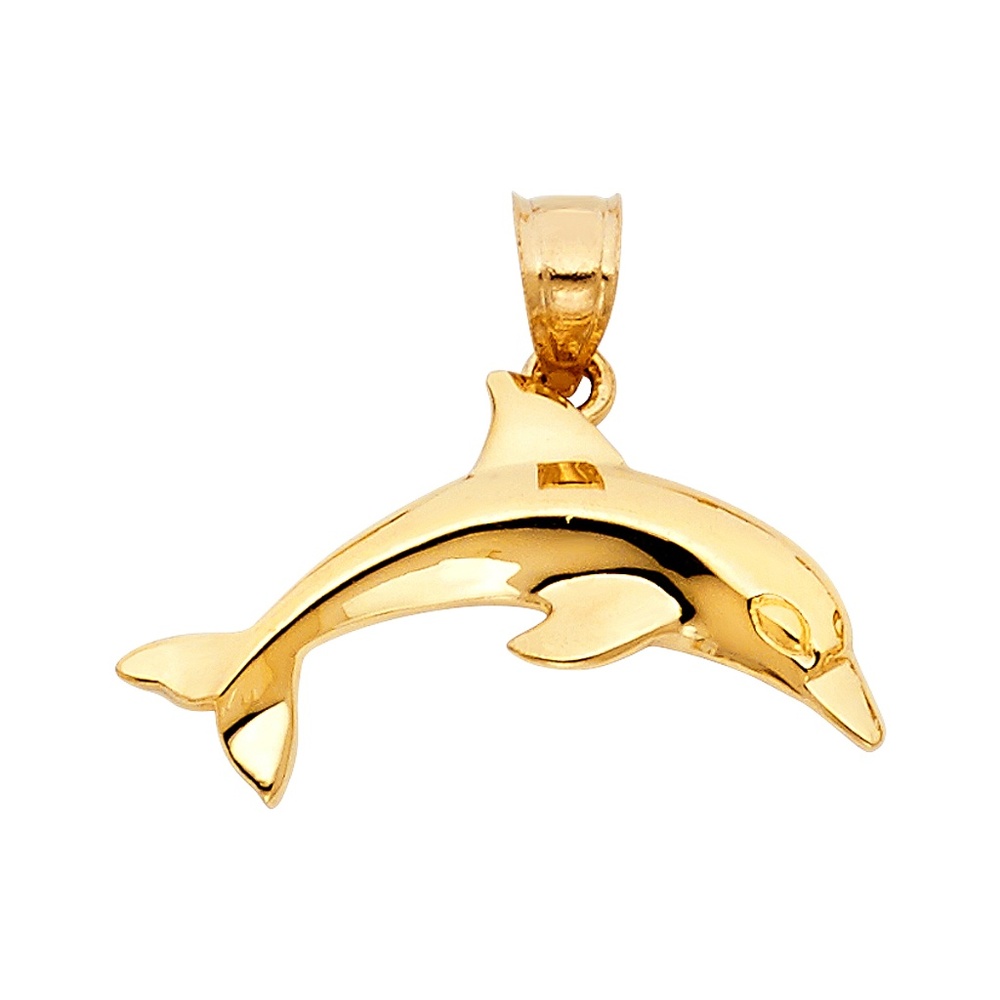 14K Yellow Gold  Dolphin Pendant
